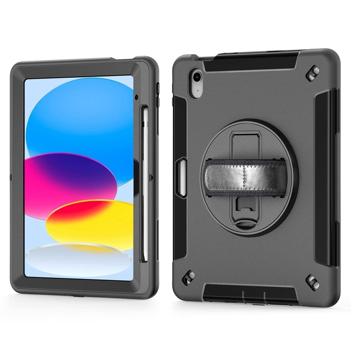 USP Rugged Apple iPad Air (9.7') (2nd/1st Gen) / iPad (9.7") (6th/5th Gen) Case Black - Built-in-Kickstand, Hand Shoulder Strap, 5 Years Warranty