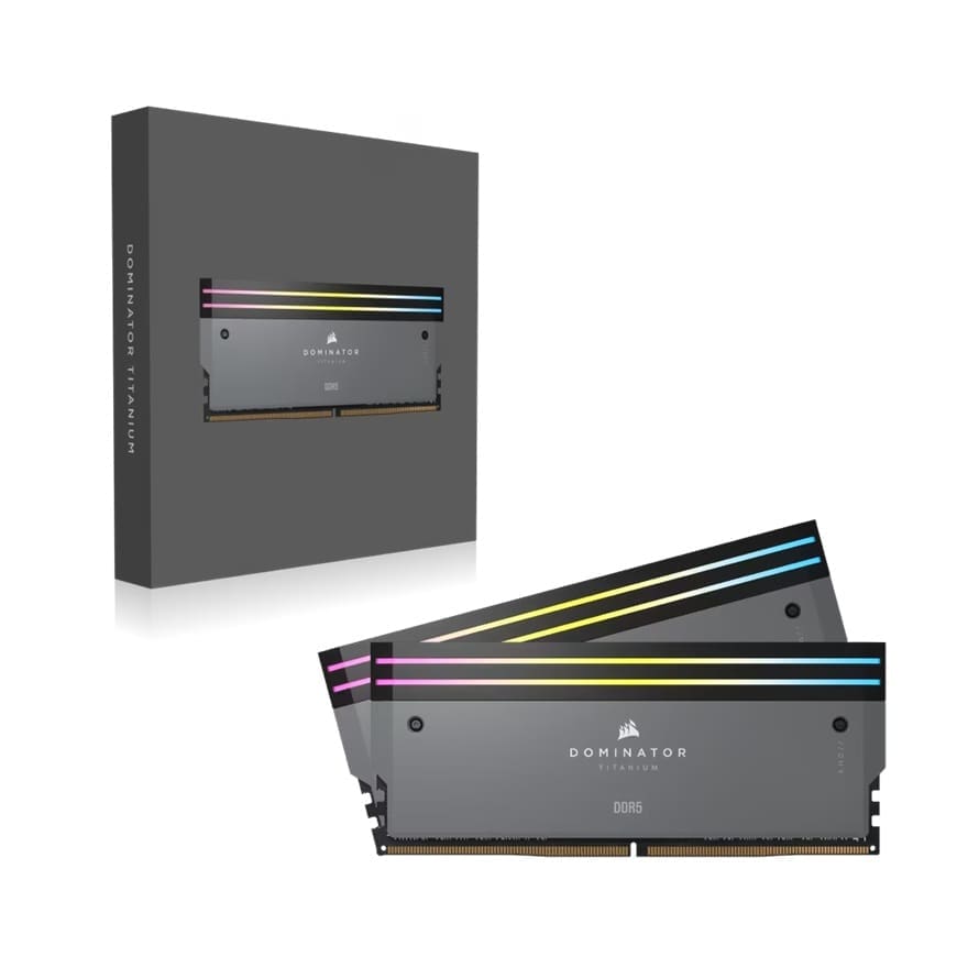 DOMINATOR® TITANIUM RGB 64GB (2x32GB) DDR5 DRAM 6000MT/s CL30 AMD EXPO Intel XMP Memory Kit — Grey