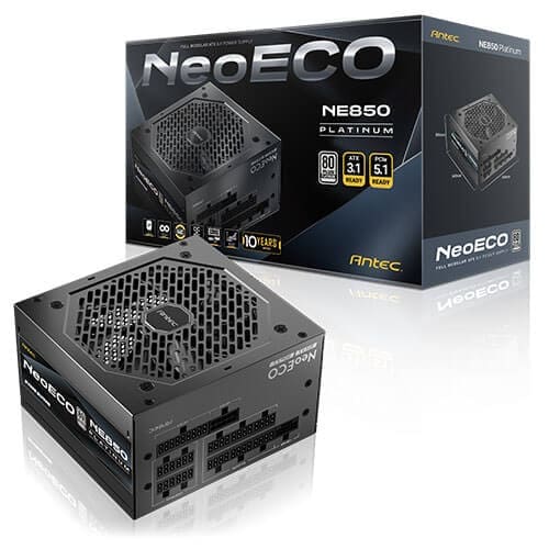 Antec NEP 850W 80+ Platinum, Fully Modular, Zero RPM, 28(18+10) pin MBU, 2x 8PIN EPS, Japanese Heavy Capacitors, LLC, ATX Power Supply (LS)