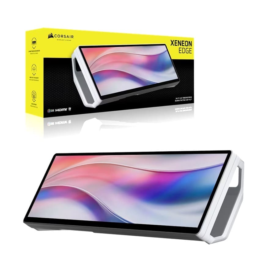 Corsair XENEON EDGE 14.5" LCD Touchscreen - White, 2560x720@60Hz, HDMI/USB-C, 5-point touch, magnetic mount, detachable stand, vertical/horizontal use