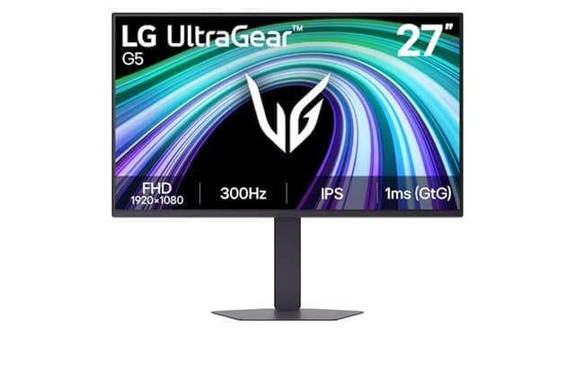 LG 27" IPS Full HD 300Hz Monitor, 1920×1080, 1ms GtG, HDR10, sRGB 99%, G-SYNC Compatible, FreeSync Premium, DP 1.4, 2x HDMI, L-Stand