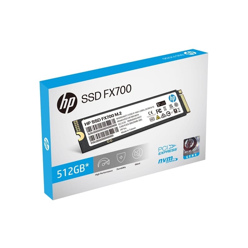 HP FX700 512GB PCIe Gen 4x4 M.2 NVMe 2.0 SSD 6300MB/s 3100MB/s Up to 7200 MB/s read speed