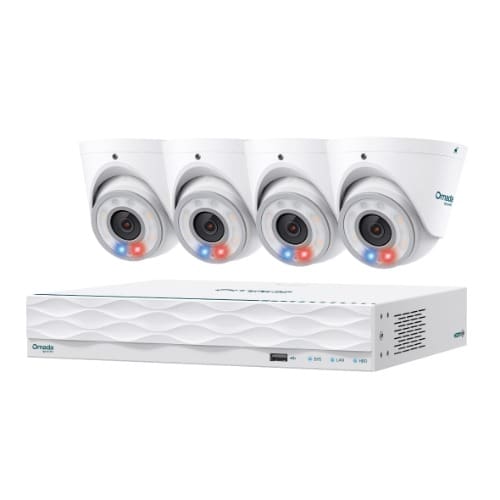 TP-Link Omada T8S4-2T - Omada 8MP Turret PoE Security Camera System with 2TB HDD, 4 Cameras with 16-Channel NVR (Omada Camera)