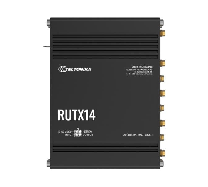 Teltonika RUTX14 4G LTE CAT12 Industrial Cellular Router, Instant LTE Failover, Dual Band WiFi 802.11ac, GNSS/GPS and Bluetooth LE, PSU included