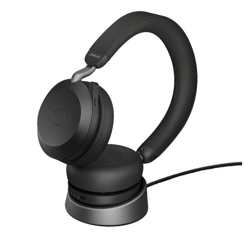 Jabra Evolve2 75 USB-C Link380c MS Stereo Stand Black, 8-Mic Technology, 36 Hours Battery Fast Charge, Dual-Foam Tech, Discreet Hide-Away Boom Arm
