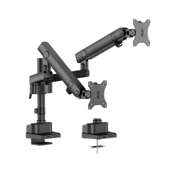 Brateck LDT84-C024P-B Dual Screen Pole-Mounted Heavy-Duty Mechanical Spring Monitor Arm Black
