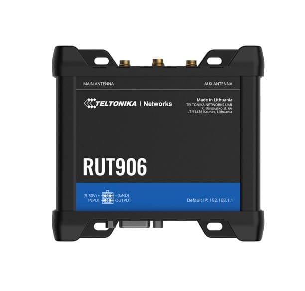 Teltonika RUT906 Industrial Cellular Router, Dual-SIM Cellular 4G LTE, WAN Failover, with 4x Ethernet Ports, PSU included