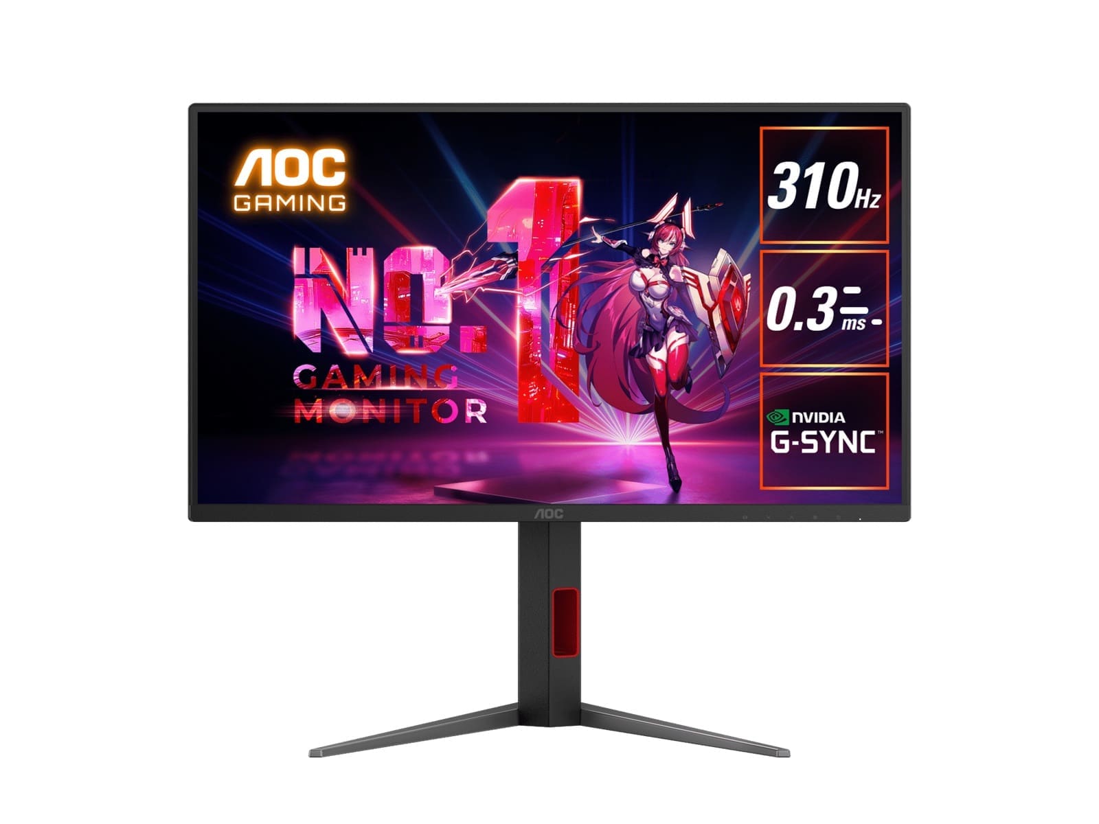 AOC 24.5" 310Hz IPS Gaming Monitor 25G4S: Fast IPS, 1920x1080 @ 310Hz, 0.3ms response, 400 cd/m² brightness, 115% sRGB, adjustable stand, HDMI DP