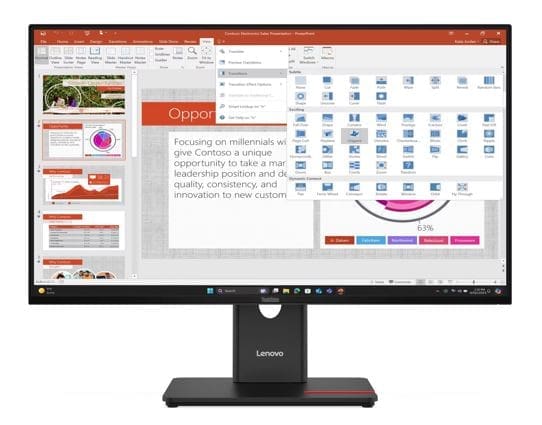 LENOVO ThinkVision T27i-40 27" FHD IPS Monitor 120Hz 1920x1080 16:9 Height Adjustable Tilt Swivel Pivot USB-C 15W PD 3xUSB-A DP HDMI VGA ~63A4MAR1AU