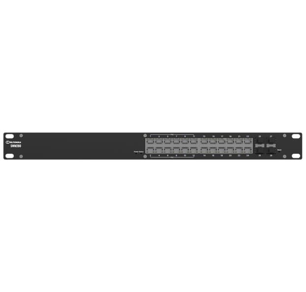 Teltonika SWM280 PoE+ Managed Switch, 24 x ETH ports, 10/100/1000 Mbps,12 PoE+ ports with up to 30W per port,4 SFP ports, 2 year free RMS License.
