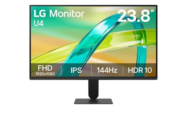 LG 24" IPS Full HD 144Hz Monitor, 1920x1080, 1ms MBR, HDR10, AMD FreeSync, sRGB 99%, HDMI, VGA, 100x100 VESA