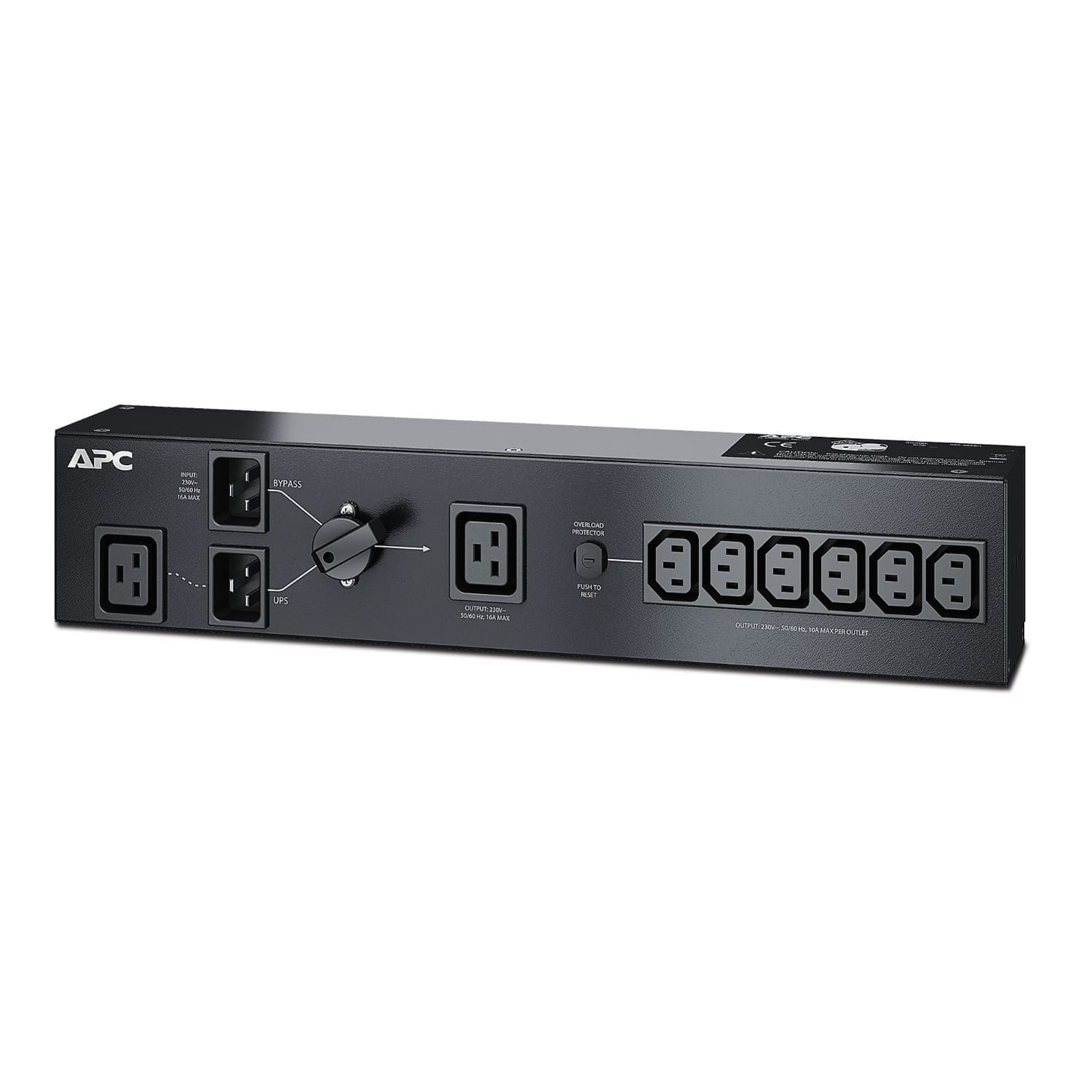 APC Service Bypass PDU, 2U, 3000VA Load Capacity, 230V/16A Input, 1x IEC C19 6x IEC C13 Outlets